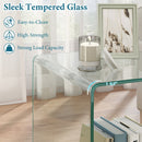 C-Shaped End Table Modern Tempered Glass Side Table with Shelf