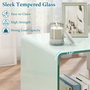 C-Shaped End Table Modern Tempered Glass Side Table with Shelf