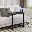 C-shaped End Table with Wheels Mobile Bedside Table with Built-in Phone Slot-Rustic Brown