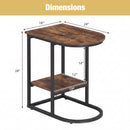 C-Shaped Sofa Side Table with Faux Marble Top & Storage Shelf