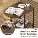 C-Shaped Sofa Side Table with Faux Marble Top & Storage Shelf