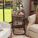 C-Shaped Side Table with Storage Shelf and Marble Top