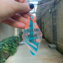 Calm Your Tits Iridescent Motel Style Key Tag Keychain