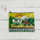 Camper Zipper Pouch | Camping Themed Purse Pencil Case Organizer | 9.50" x 7"