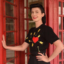 Carefree Black Sweater with Heart and Arrows Illustration [Available in S-L]