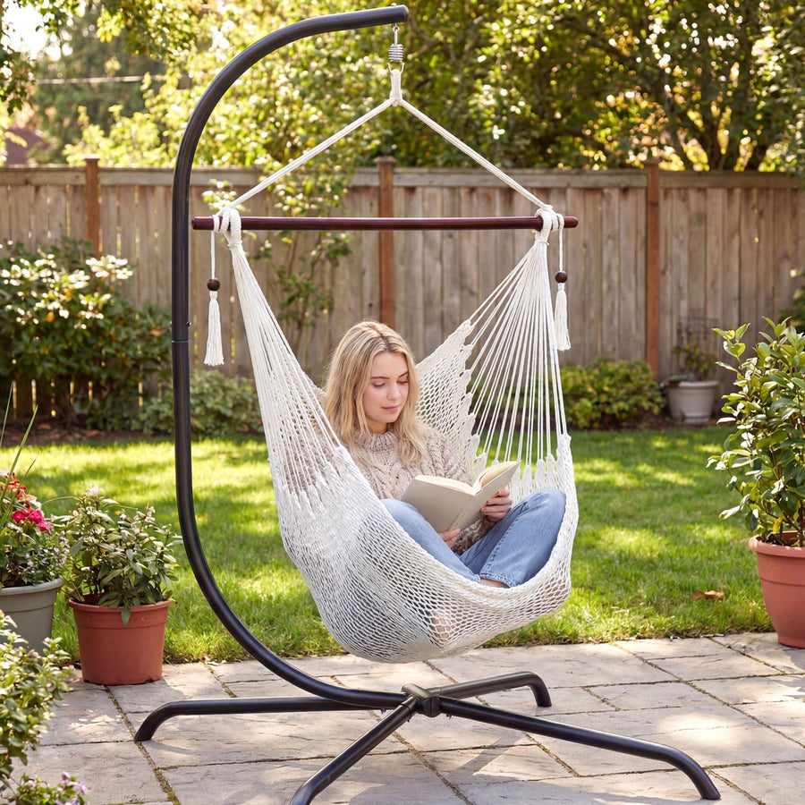 Caribbean Hammock Chair with Metal Spreader Bar - Beige