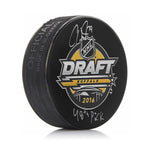 Carter Hart Philadelphia Flyers Autographed 2016 NHL Hockey Draft Puck with 48th Pick Inscription