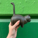 Cast Iron Round Cat | Brown Figurine Cat Lovers Decor