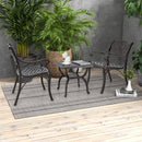 Cast Aluminum Outdoor Side Table with Storage Shelf for Garden Porch Balcony-Rustic Brown