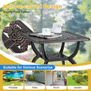 Cast Aluminum Outdoor Side Table with Storage Shelf for Garden Porch Balcony-Rustic Brown