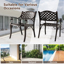 Cast Aluminum Patio Chairs Set of 2 Dining Chairs with Armrests Diamond Pattern-Bronze