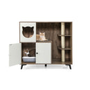 Cat Litter Box Enclosure with Scratching Posts and Platform