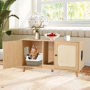 43 Inches Cat Litter Box Enclosure with Double Rooms and 2 Sisal Scratching Mats
