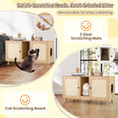 43 Inches Cat Litter Box Enclosure with Double Rooms and 2 Sisal Scratching Mats