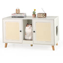 43 Inches Cat Litter Box Enclosure with Double Rooms and 2 Sisal Scratching Mats