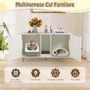 43 Inches Cat Litter Box Enclosure with Double Rooms and 2 Sisal Scratching Mats