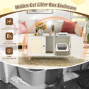 43 Inches Cat Litter Box Enclosure with Double Rooms and 2 Sisal Scratching Mats
