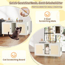 43 Inches Cat Litter Box Enclosure with Double Rooms and 2 Sisal Scratching Mats