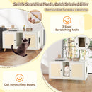 43 Inches Cat Litter Box Enclosure with Double Rooms and 2 Sisal Scratching Mats