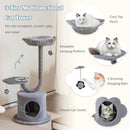 42 Inch Tall Cat Tower with Curved Metal Supporting Frame for Large and Small Cats-Gray