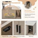 2-in-1 Modern Cat Tower with Litter Box Enclosure for Indoor Cars-Gray