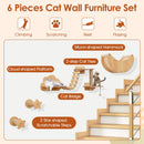 Cat Wall Furniture Set Kitten Wall Mounted Shelves with Hammock-Natural