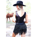 Catalena Fringe Rhinestone Skort Miniskirt Shorts in Black [Available in SM-L]