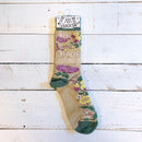 Chaos Coordinator Funny Socks in Green and Floral | Gift for Her