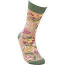 Chaos Coordinator Funny Socks in Green and Floral | Gift for Her