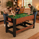 2-in-1 Full Size Foosball and Pool Combo Table with Legs-Black & Brown