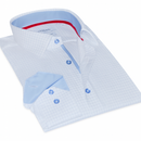 James Button-Up Shirt With Contrast Details // Blue Check // Contemporary Fit (Regular)