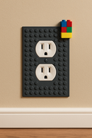 Black Build-On Duplex Outlet Cover Wall Plate for Kids’ Rooms