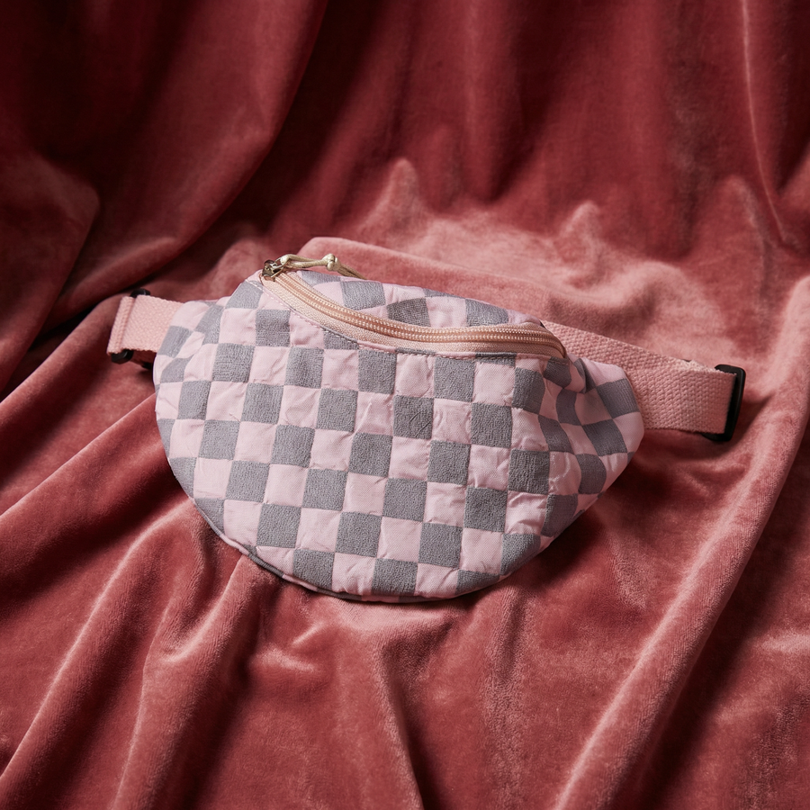 Checkered Belt Bag Fanny Pack Y2K Gen Z Aesthetic win 4 Colors [Violet, Pink, Green, Gray] 9.5