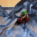 Cheeky Cherries Brooch | 1.45" Wide Pin in Metal Alloy with Gold Finish