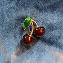 Cheeky Cherries Brooch | 1.45" Wide Pin in Metal Alloy with Gold Finish