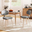 Chenille Fabric Upholstered Wooden Kitchen Chairs Set of 2