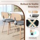 Chenille Fabric Upholstered Wooden Kitchen Chairs Set of 2