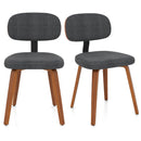 Chenille Fabric Upholstered Wooden Kitchen Chairs Set of 2