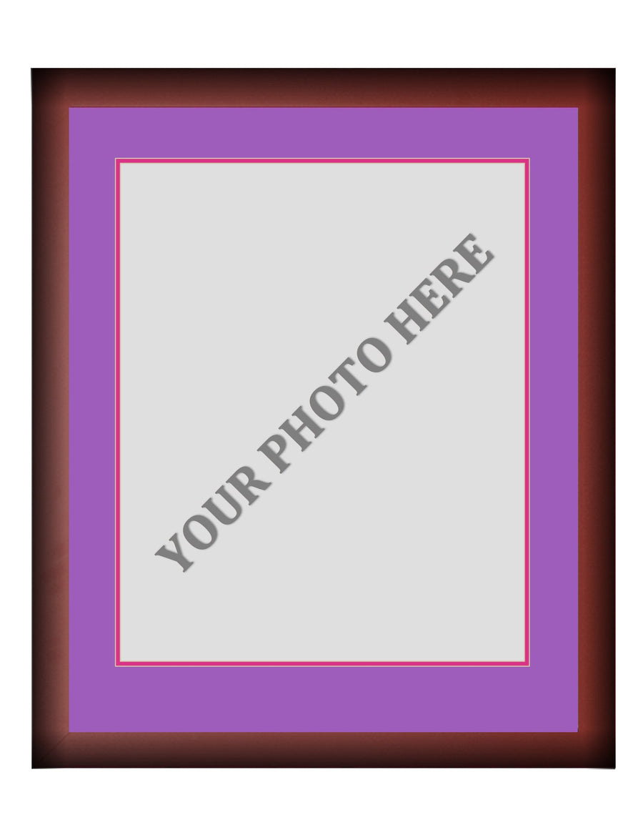 Frame Kit - Cherry Wood Frame | Purple Matting | Pink Trim