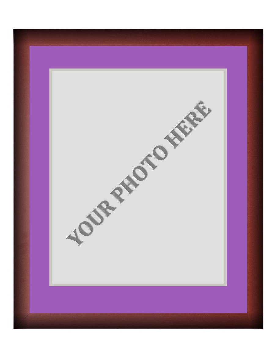Frame Kit - Cherry Wood Frame | Purple Matting | Silver Trim