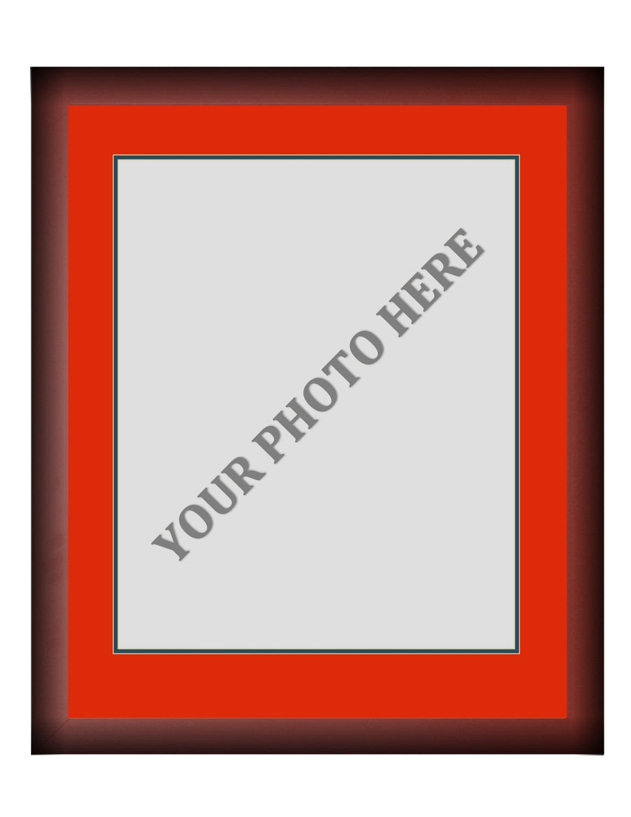 Frame Kit - Cherry Wood Frame | Red Matting | Dark Green Trim