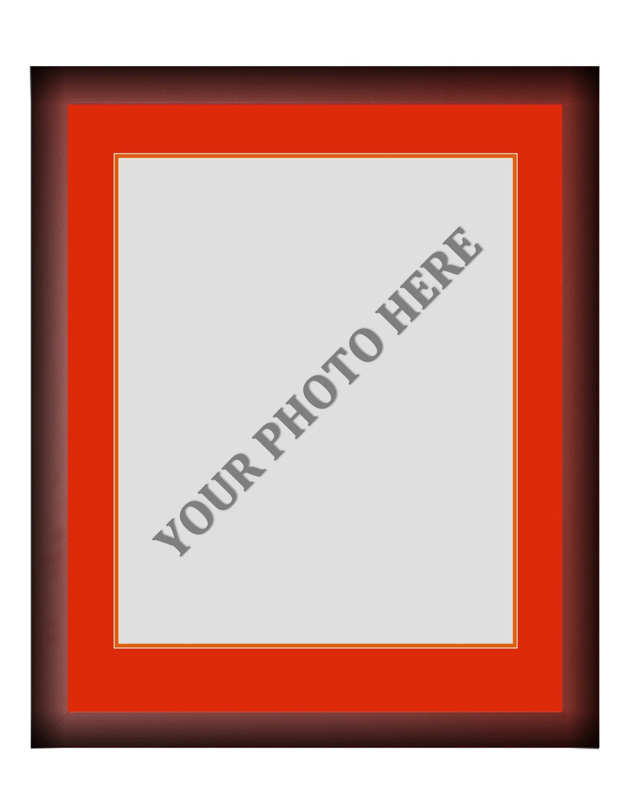 Frame Kit - Cherry Wood Frame | Red Matting | Orange Trim