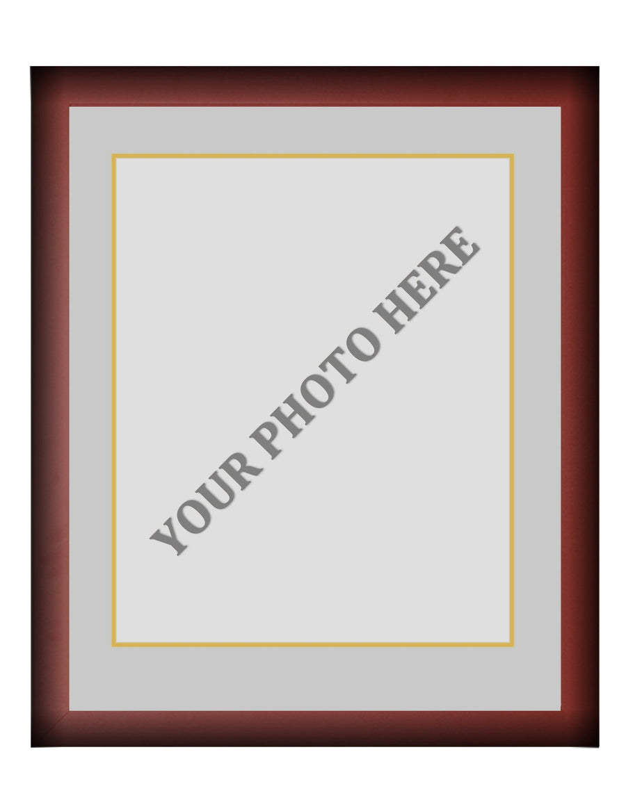 Frame Kit - Cherry Wood Frame | Silver Matting | Gold Trim