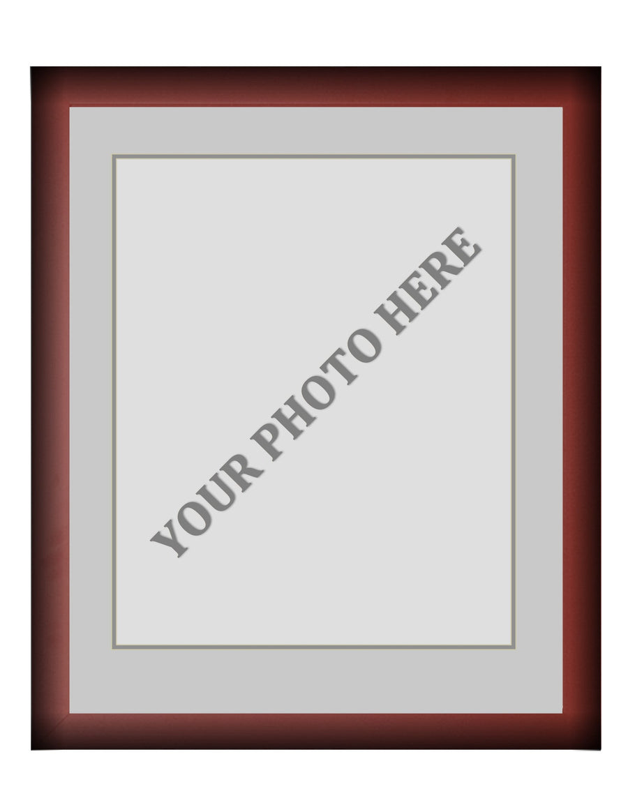 Frame Kit - Cherry Wood Frame | Silver Matting | Gray Trim