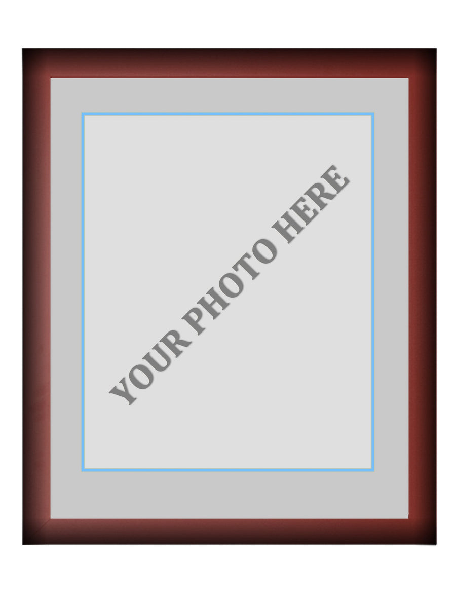 Frame Kit - Cherry Wood Frame | Silver Matting | Light Blue Trim
