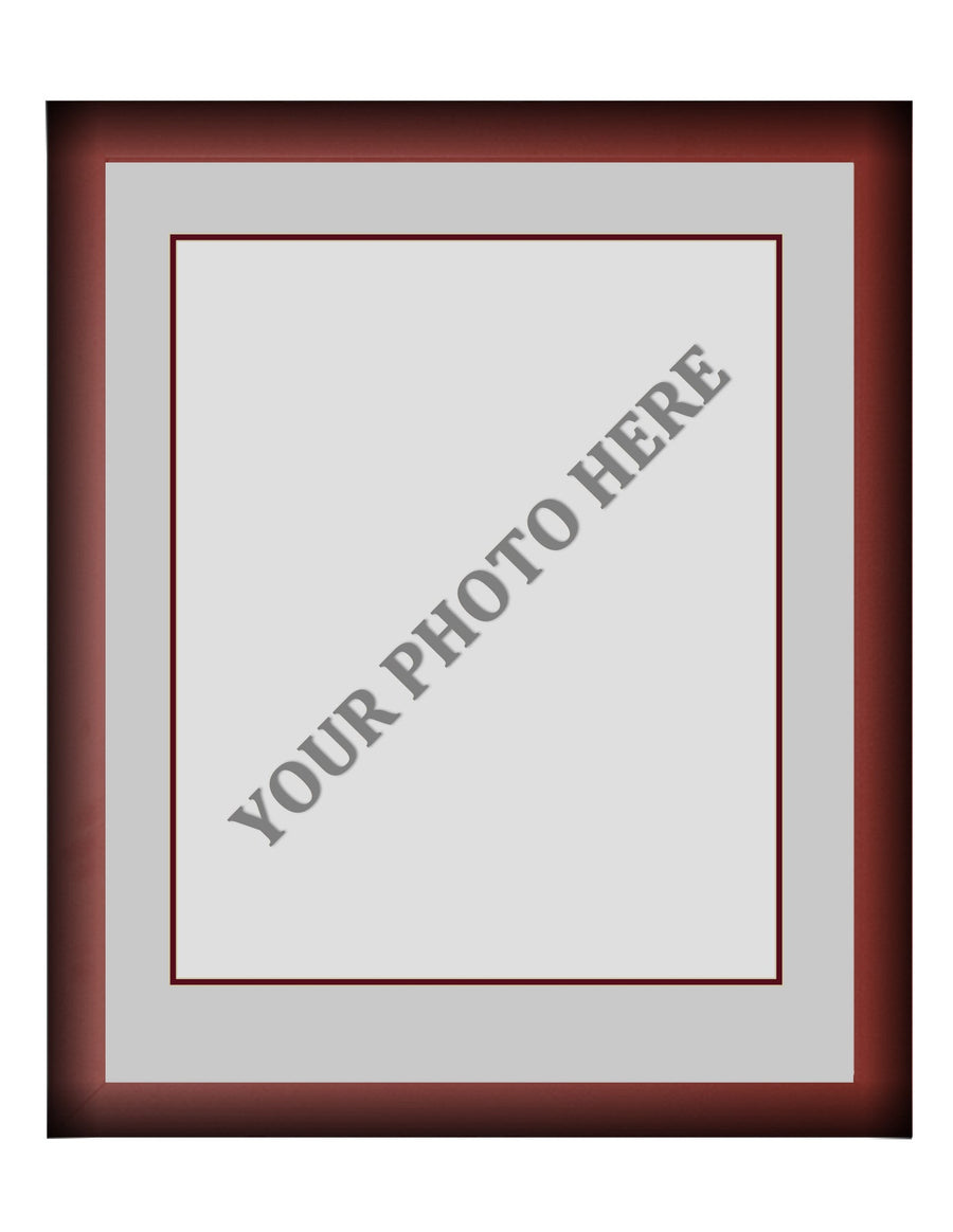 Frame Kit - Cherry Wood Frame | Silver Matting | Maroon Trim