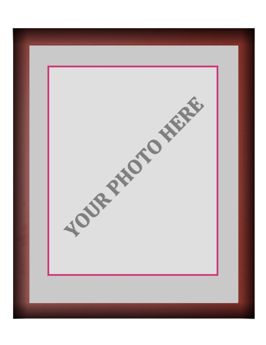 Frame Kit - Cherry Wood Frame | Silver Matting | Pink Trim