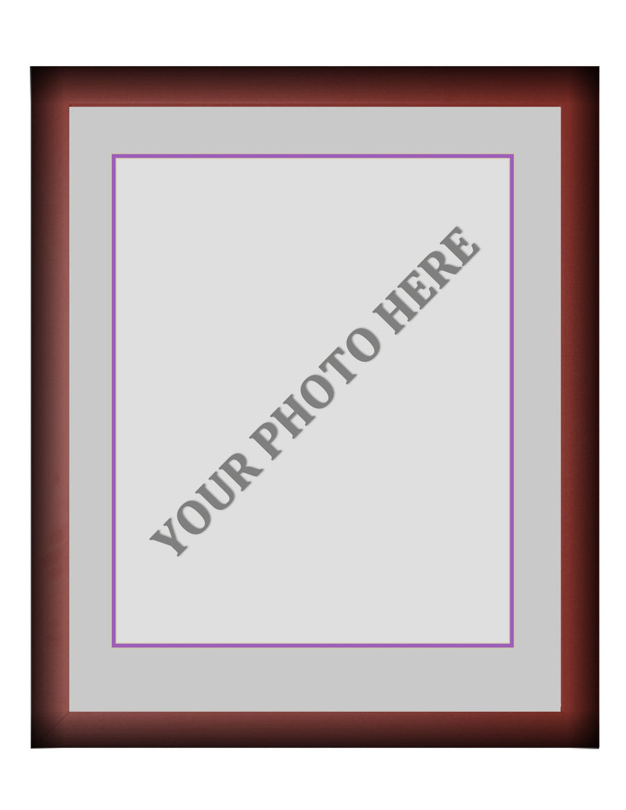 Frame Kit - Cherry Wood Frame | Silver Matting | Purple Trim