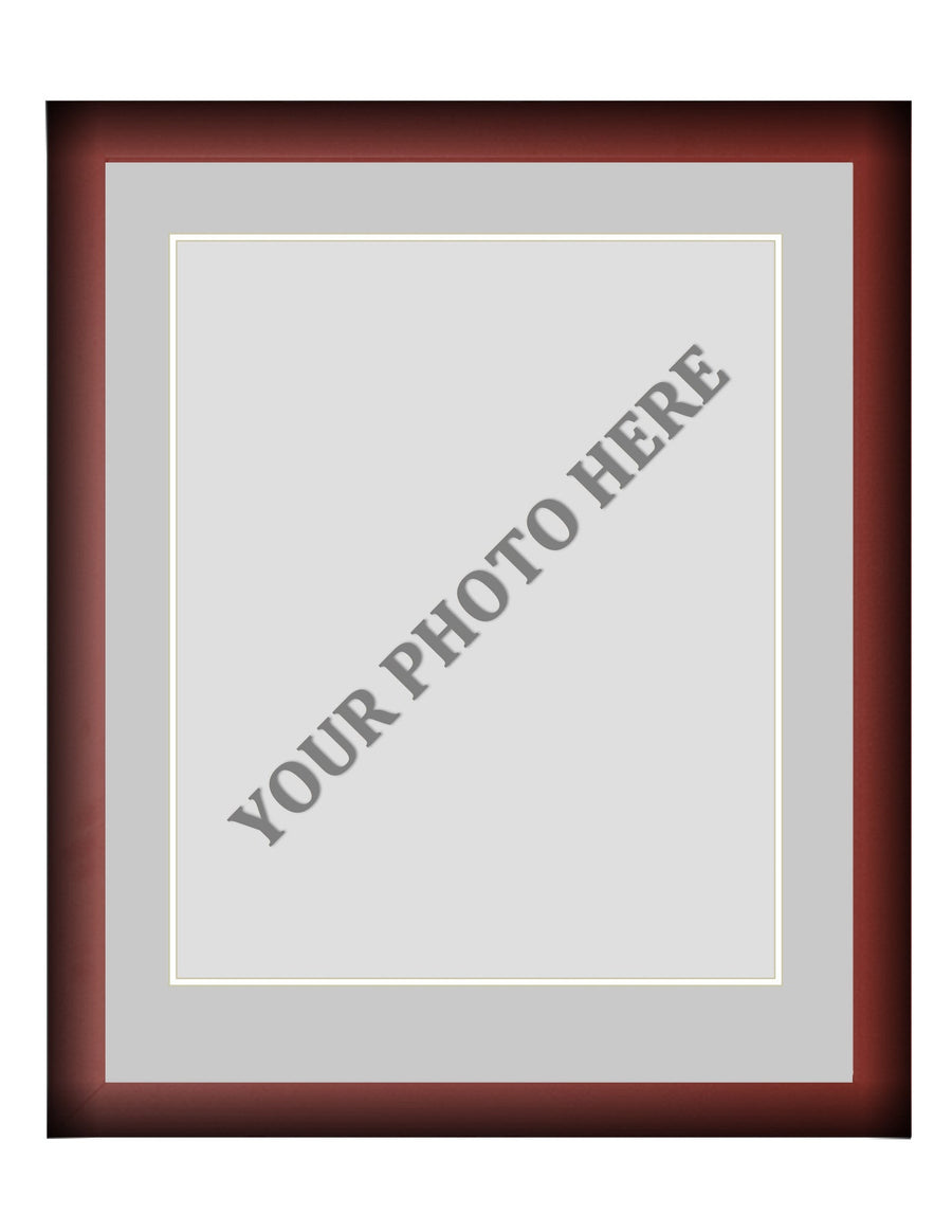Frame Kit - Cherry Wood Frame | Silver Matting | White Trim