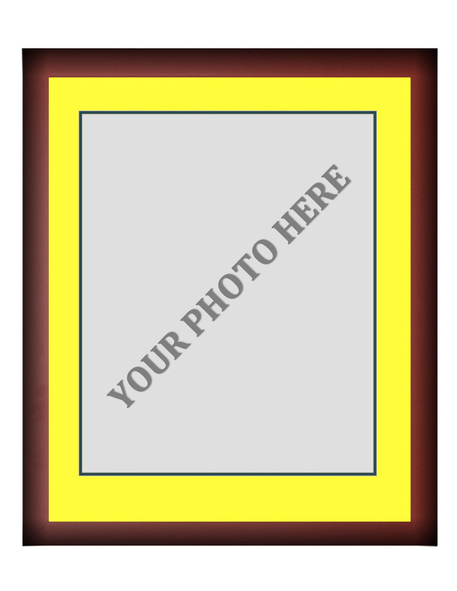 Frame Kit - Cherry Wood Frame | Yellow Matting | Dark Green Trim